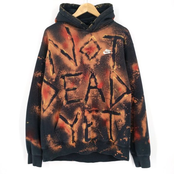 Nike "Not Dead Yet" Custom Painted Dyed Hoodie LT - Picture 1 of 12